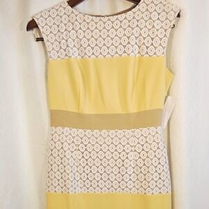 Yellow Lace Sleeveless Dress Summer Spring Cocktail Party‎